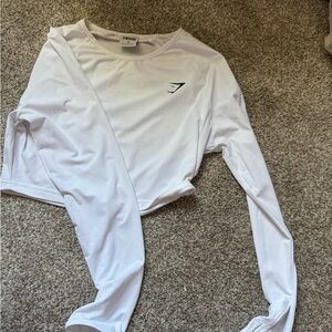 Gymshark White Long Sleeve Crop Top